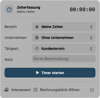 Zeiterfassung als Fenster in der macOS-Menüleiste